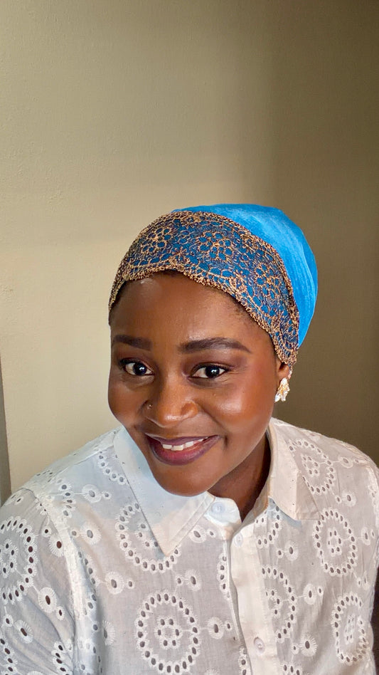Embroidered Royal Blue Turban