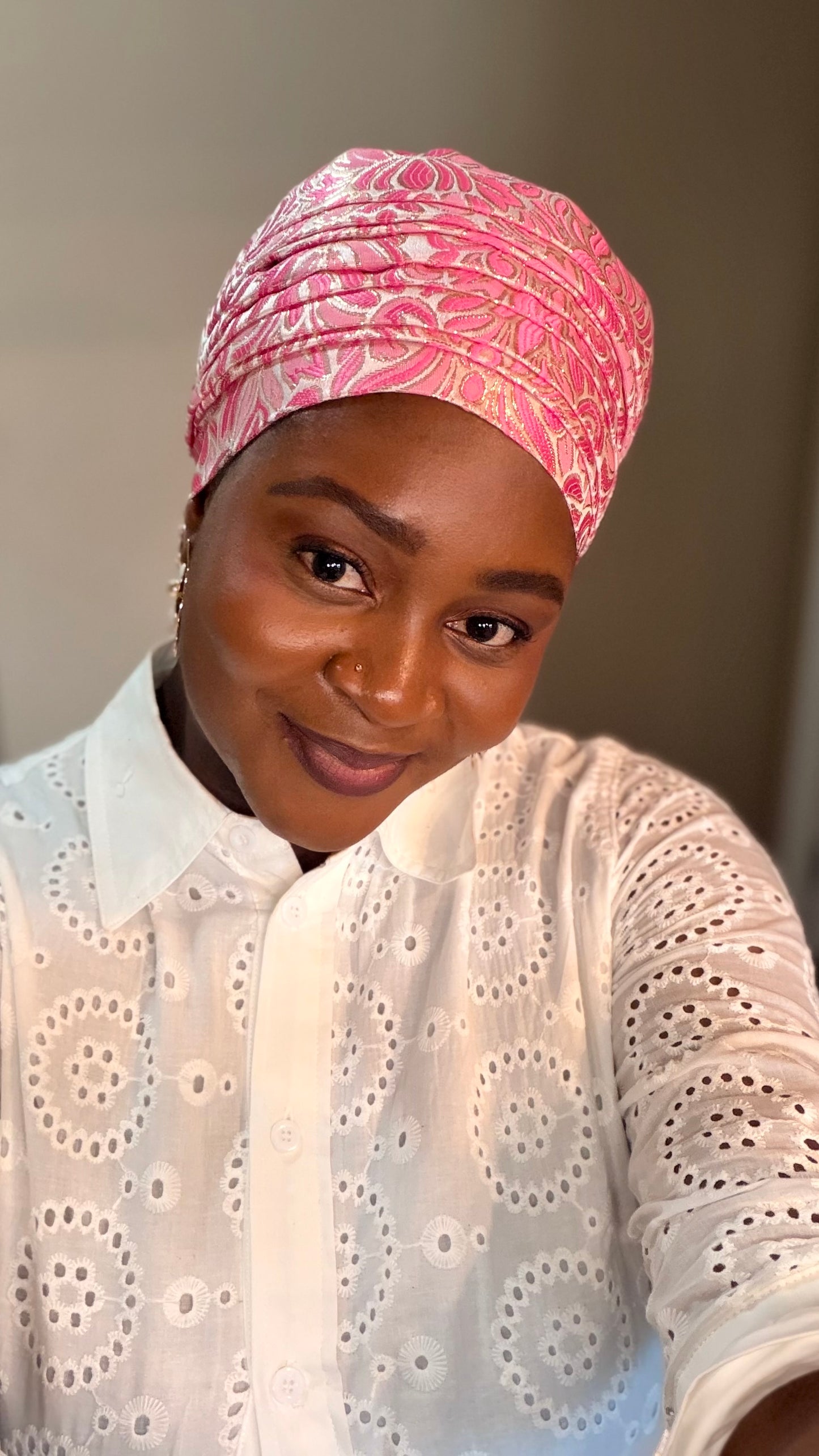 Pink Brocade Turban