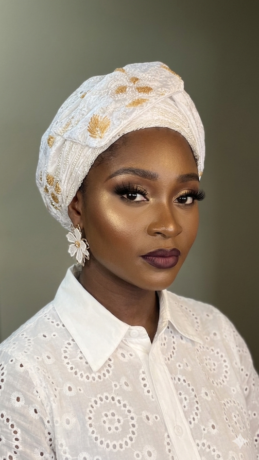 Ivory Embroidered Turban