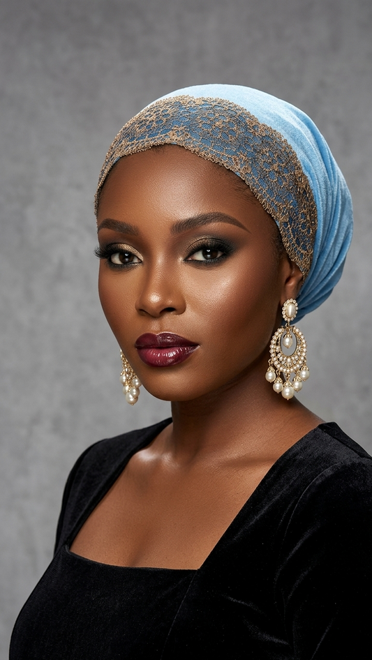 Embroidered Royal Blue Turban