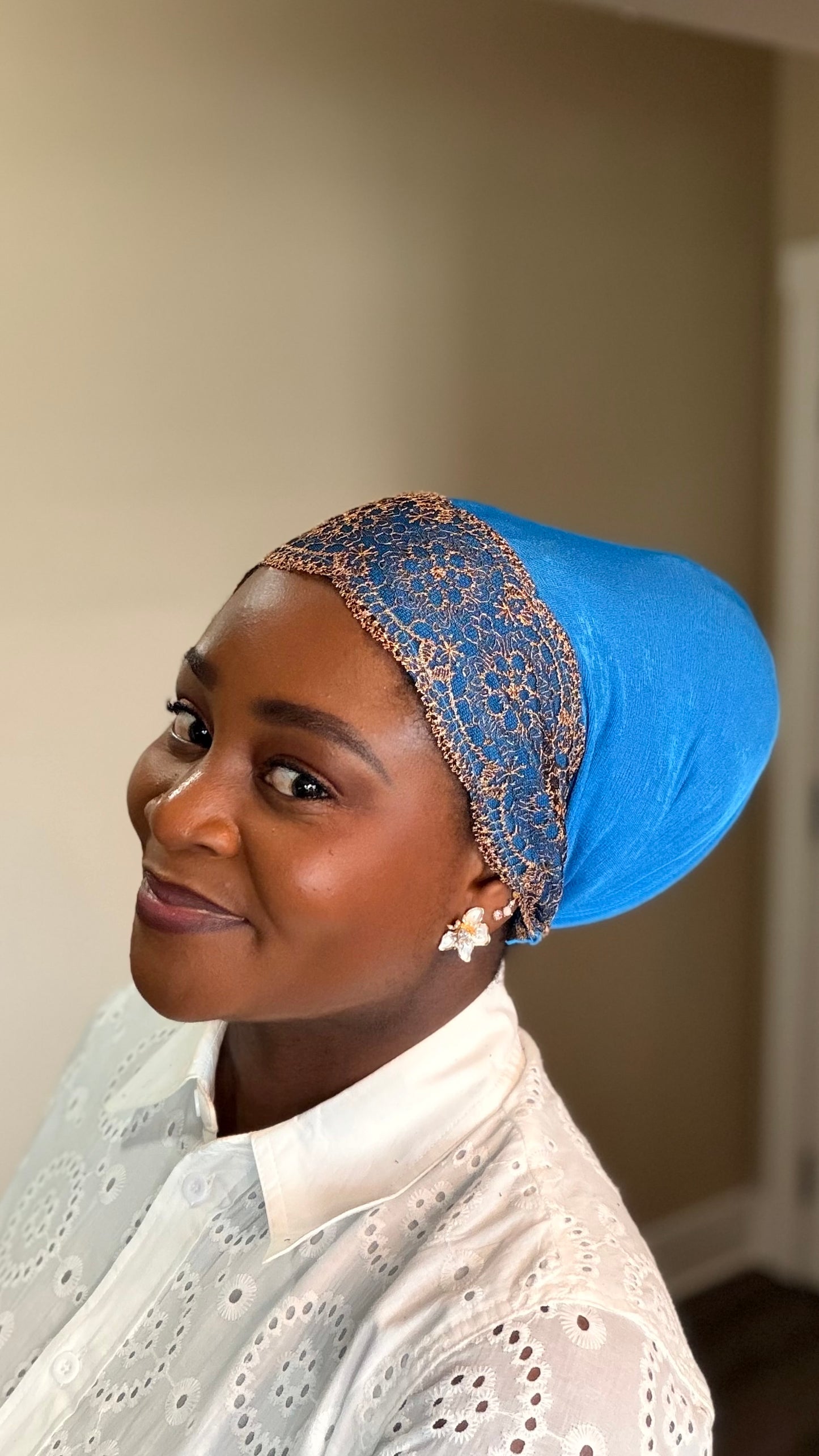 Embroidered Royal Blue Turban