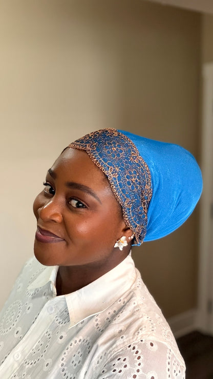 Embroidered Royal Blue Turban