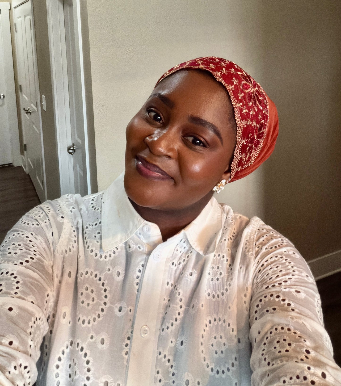 Embroidered Burnt Orange Turban