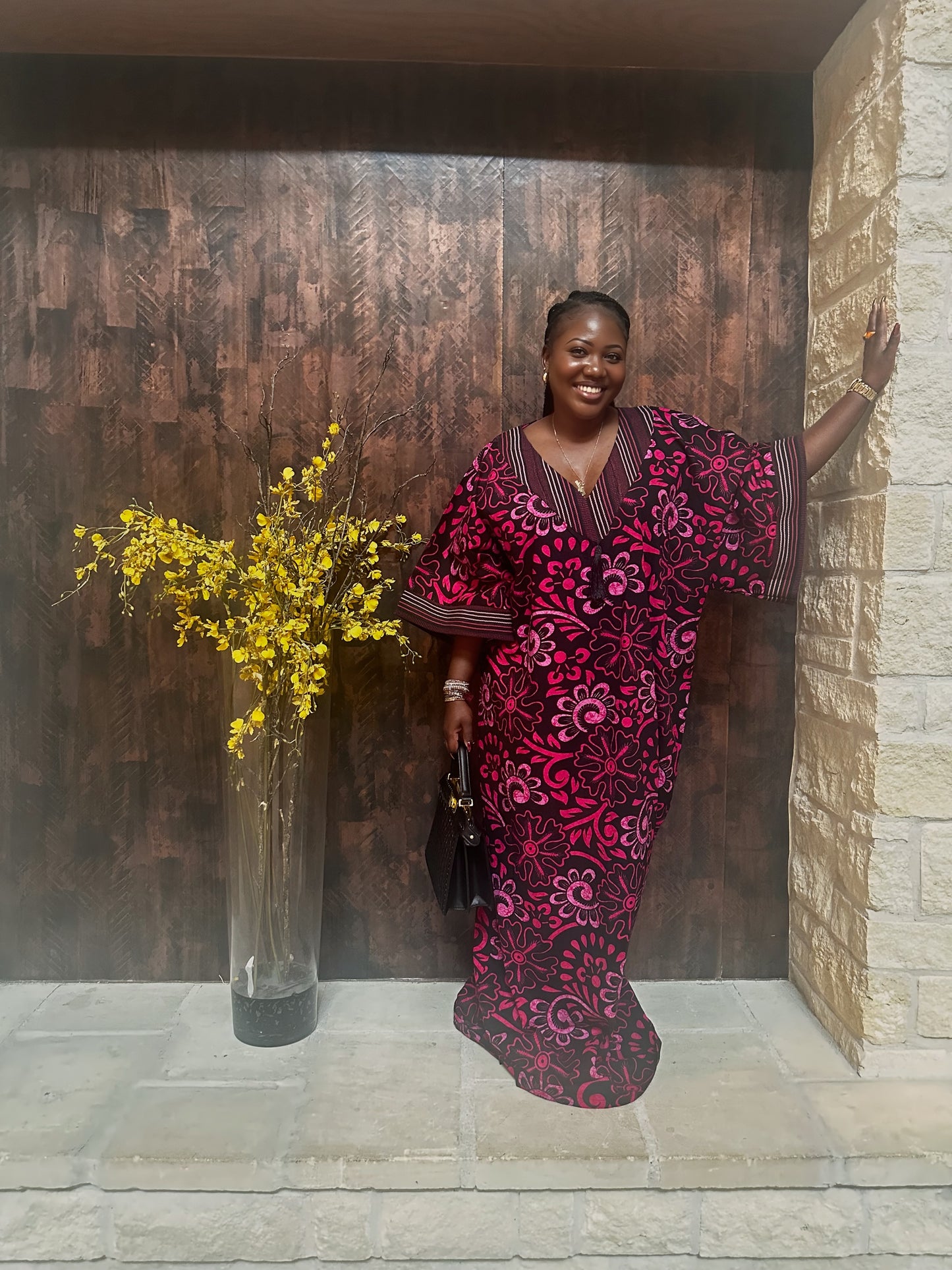African Ankara dress with aso oke | Free size dress