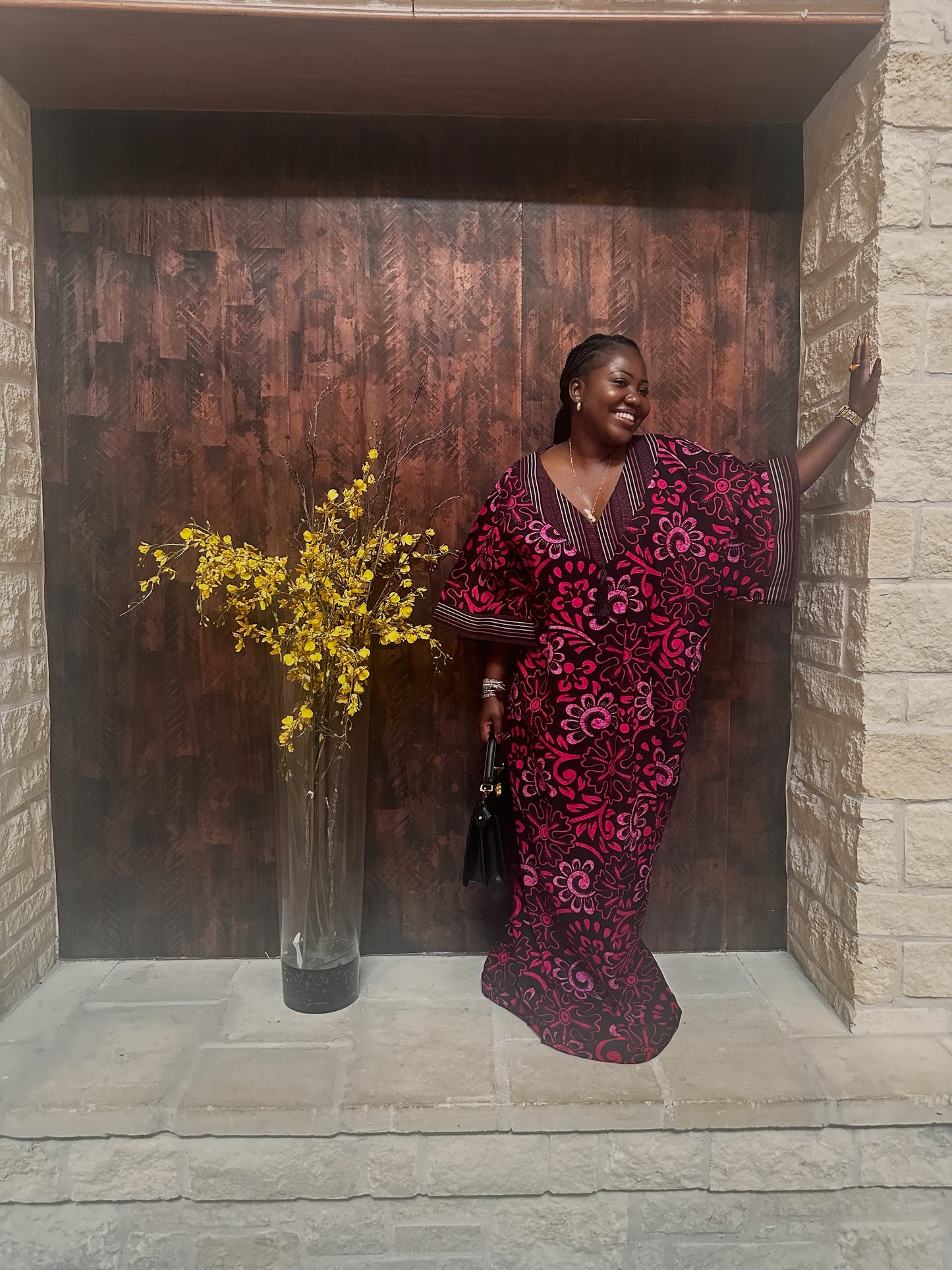 African Ankara dress with aso oke | Free size dress