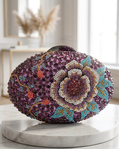 Crystal Floral Clutch Purse
