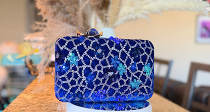 Royal Blue Embroidered Clutch Purse