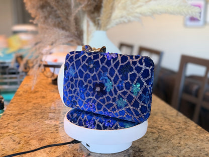 Royal Blue Embroidered Clutch Purse