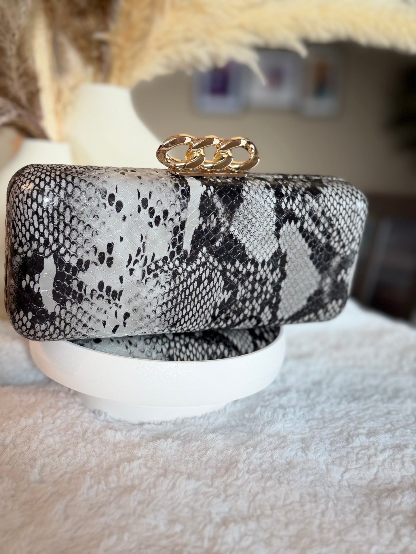Black & White Python Clutch