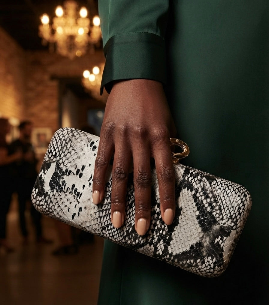 Black & White Python Clutch