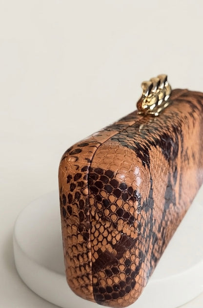 Brown Python Clutch