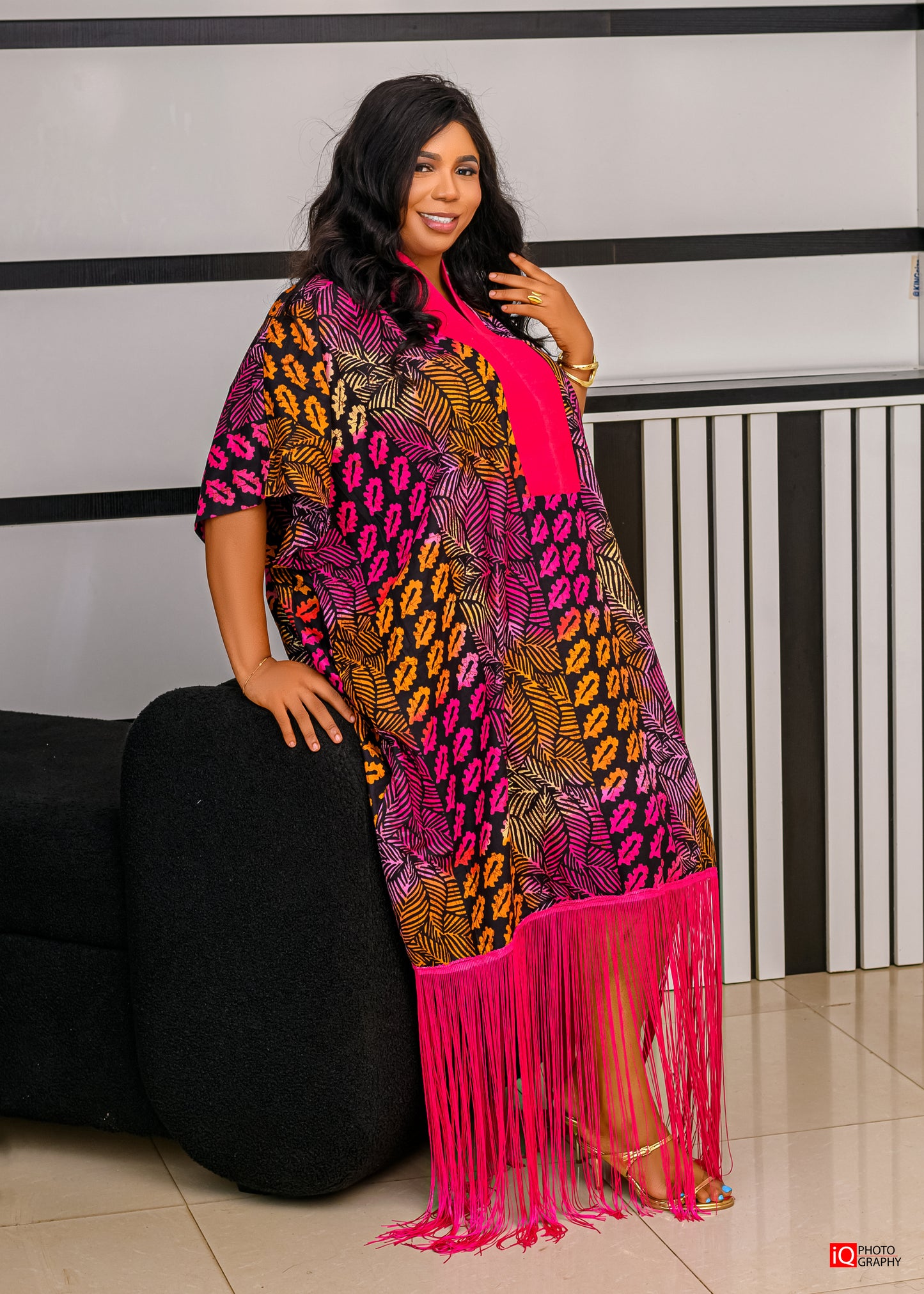 Ankara Kaftan Fringe Dress