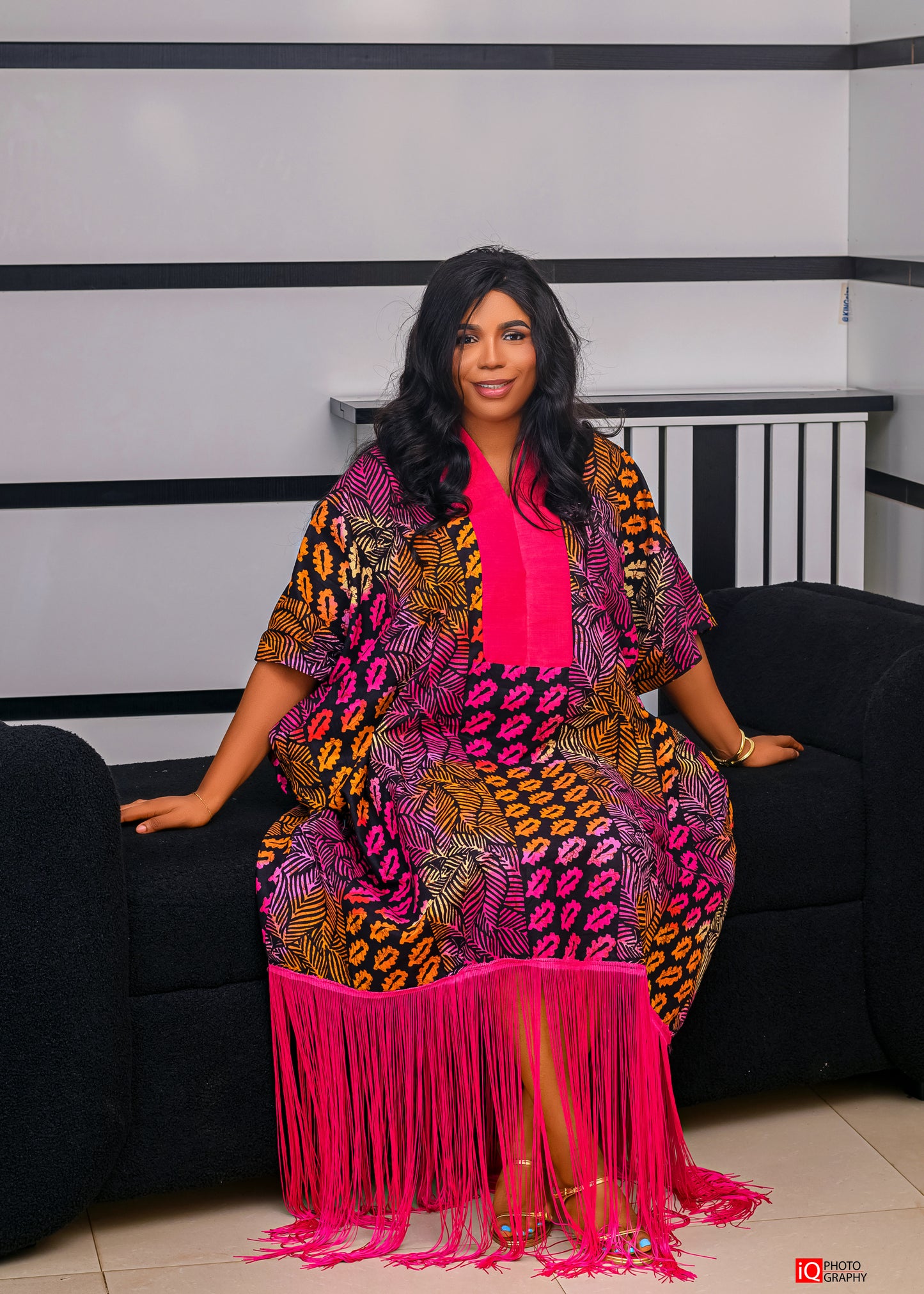 Ankara Kaftan Fringe Dress