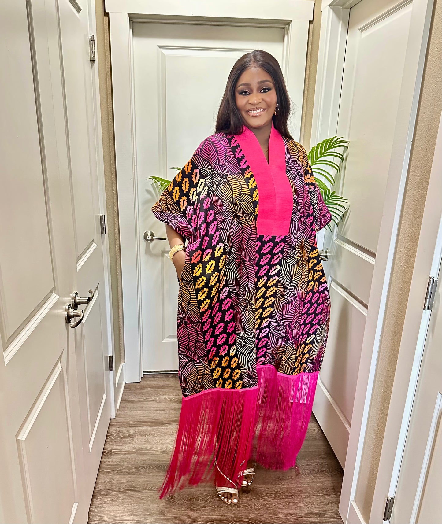 Ankara Kaftan Fringe Dress