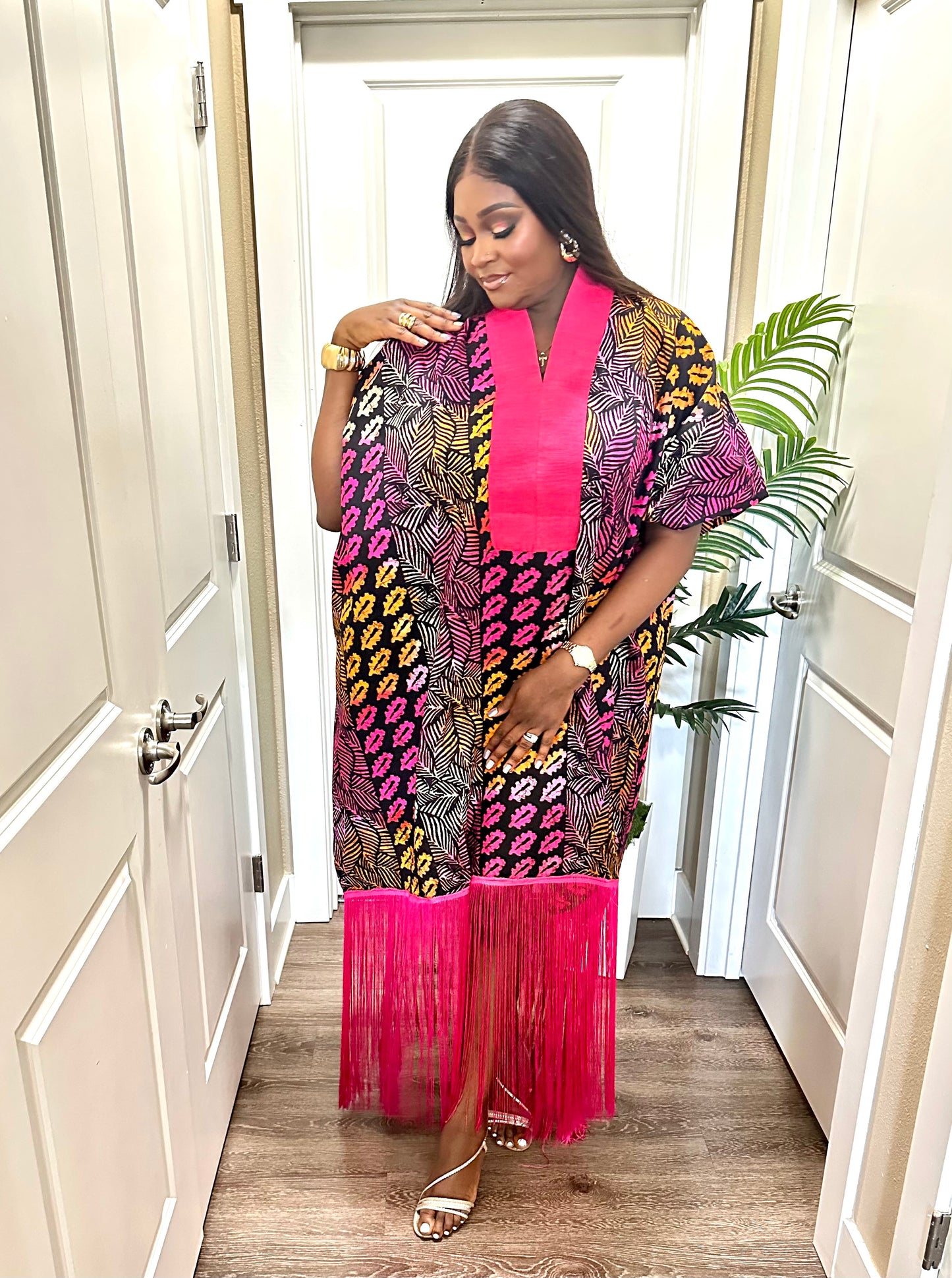 Ankara Kaftan Fringe Dress