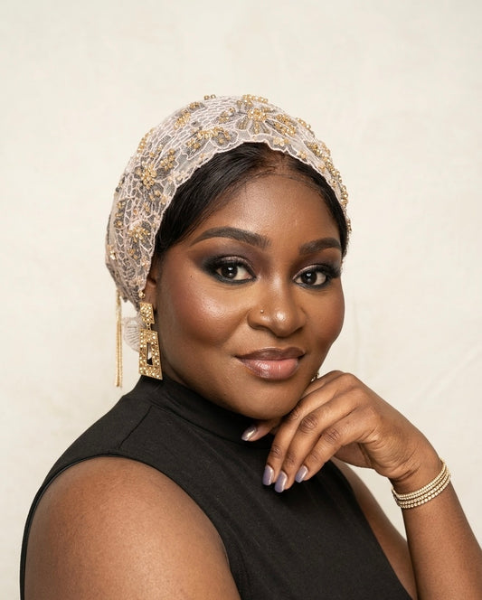 Nude Chantily crystal embellished Headwrap/Turban