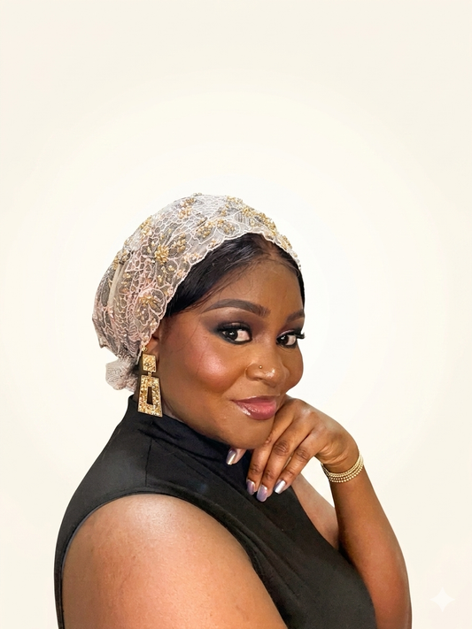 Nude Chantily crystal embellished Headwrap/Turban
