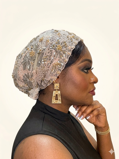 Nude Chantily crystal embellished Headwrap/Turban