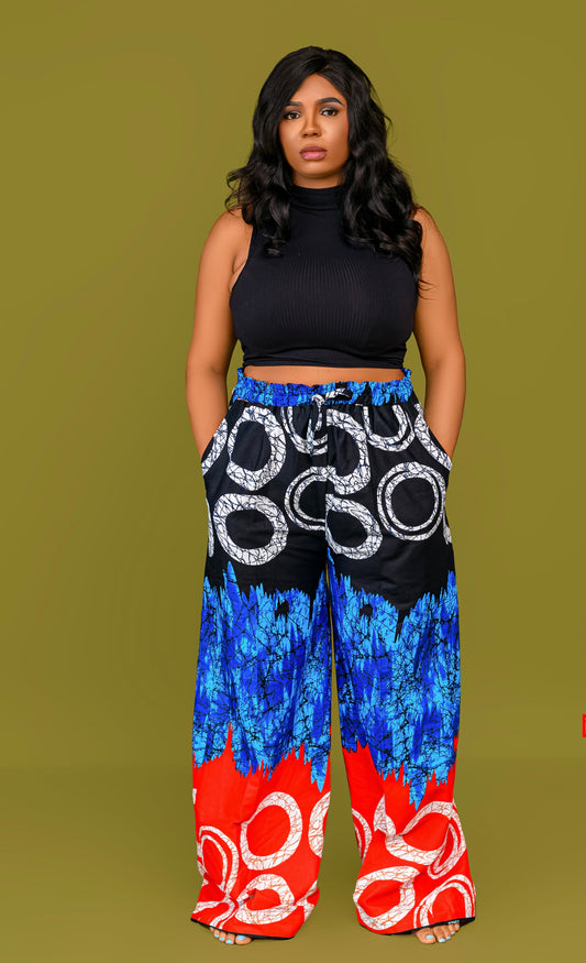 Multicolored Adire Palazzo Pants