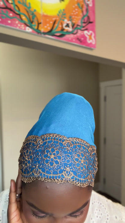 Embroidered Royal Blue Turban