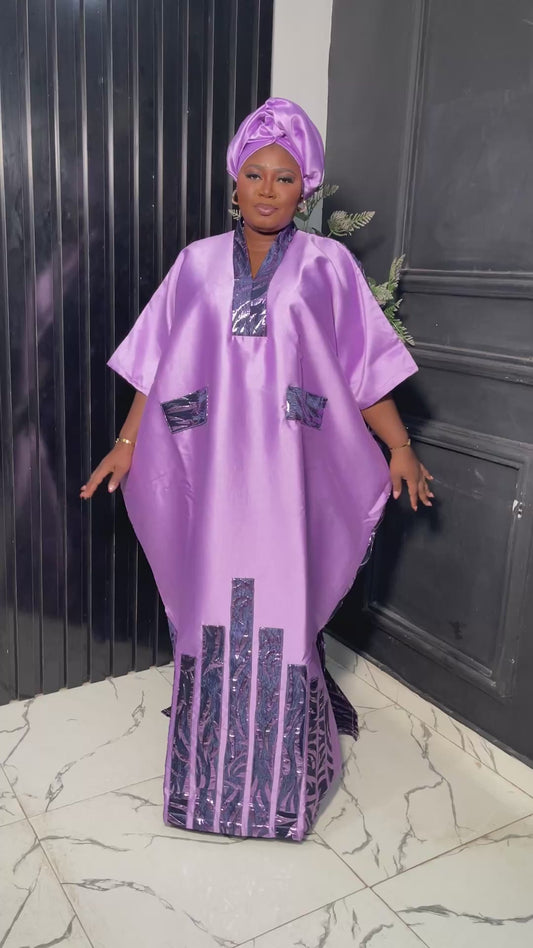 Lilac Luxury damask free-size dress