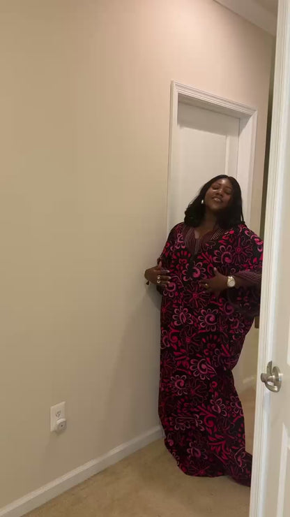 African Ankara dress with aso oke | Free size dress