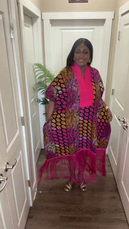 Ankara Kaftan Fringe Dress